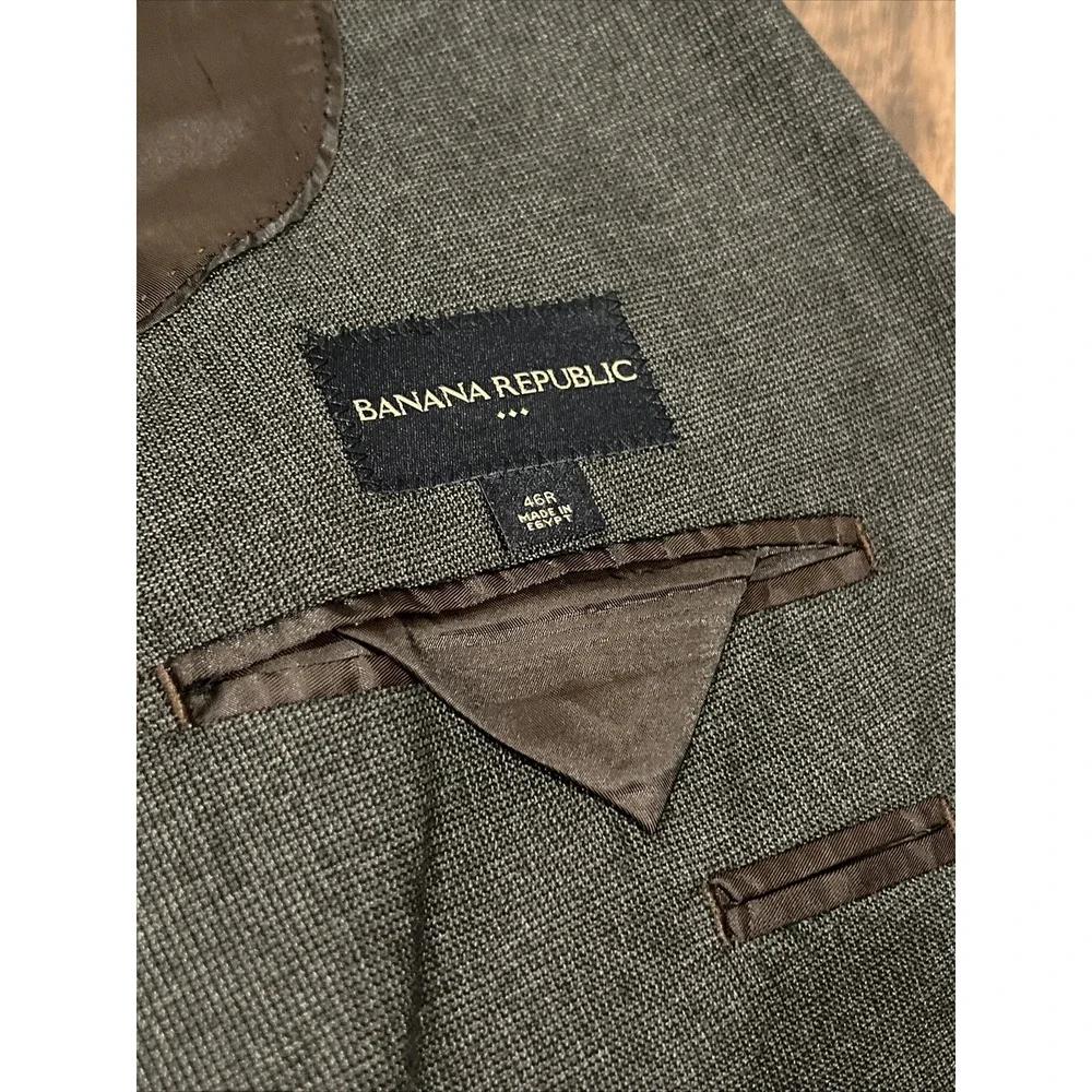 Banana Republic Blazer Mens 46R Gray Cotton 2 Button Slim Fit Sport Coat Jacket